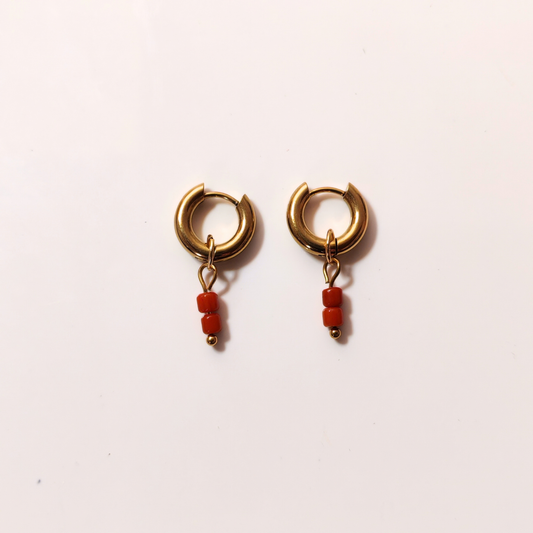 Charm Duo de perles rouges