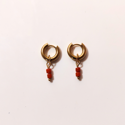 Charm Duo de perles rouges